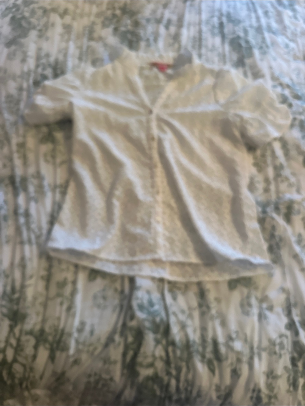 White Short Sleeve Button-Up Blouse
